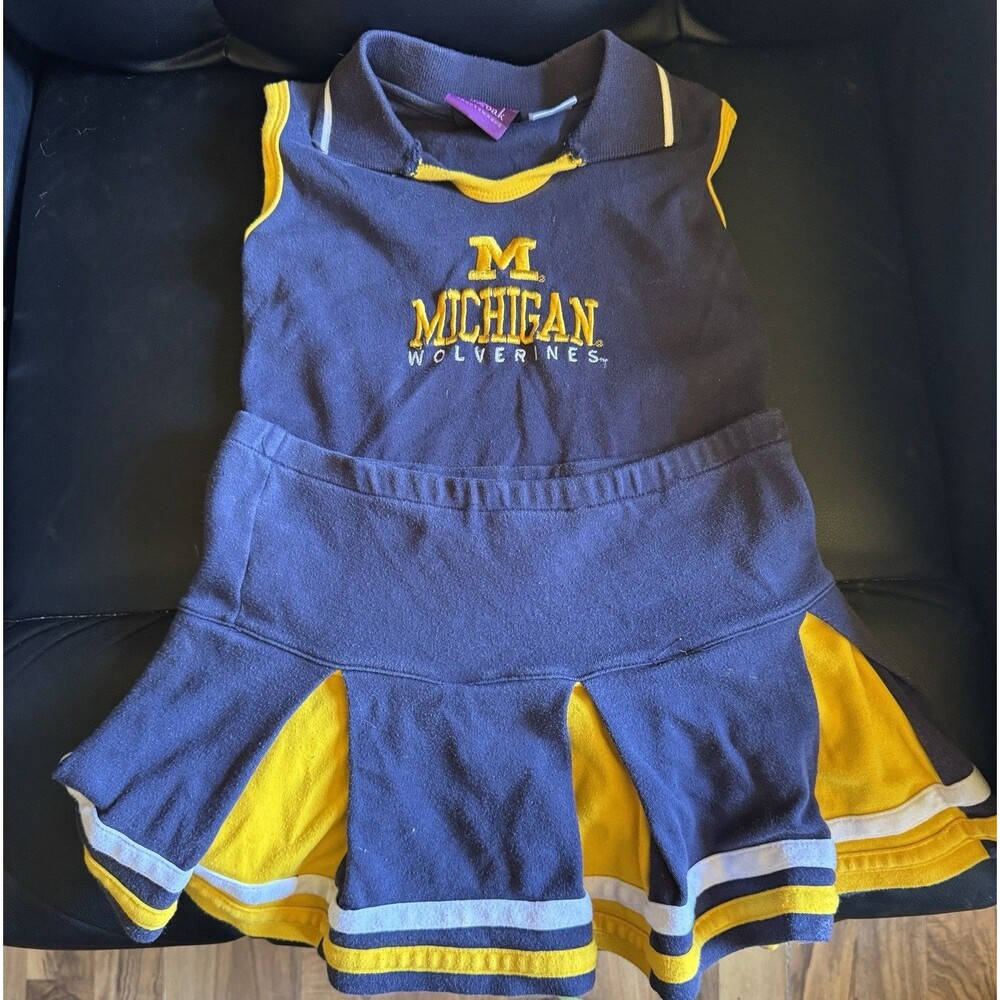 red oak Michigan Wolverine top and skirt 6/6x Childs Cheerleading